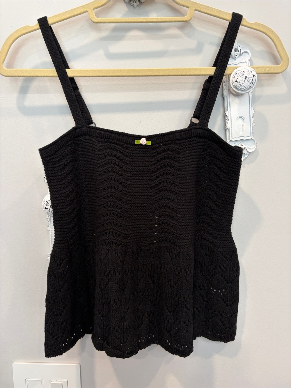 Active USA Black Crochet Camisole Tank